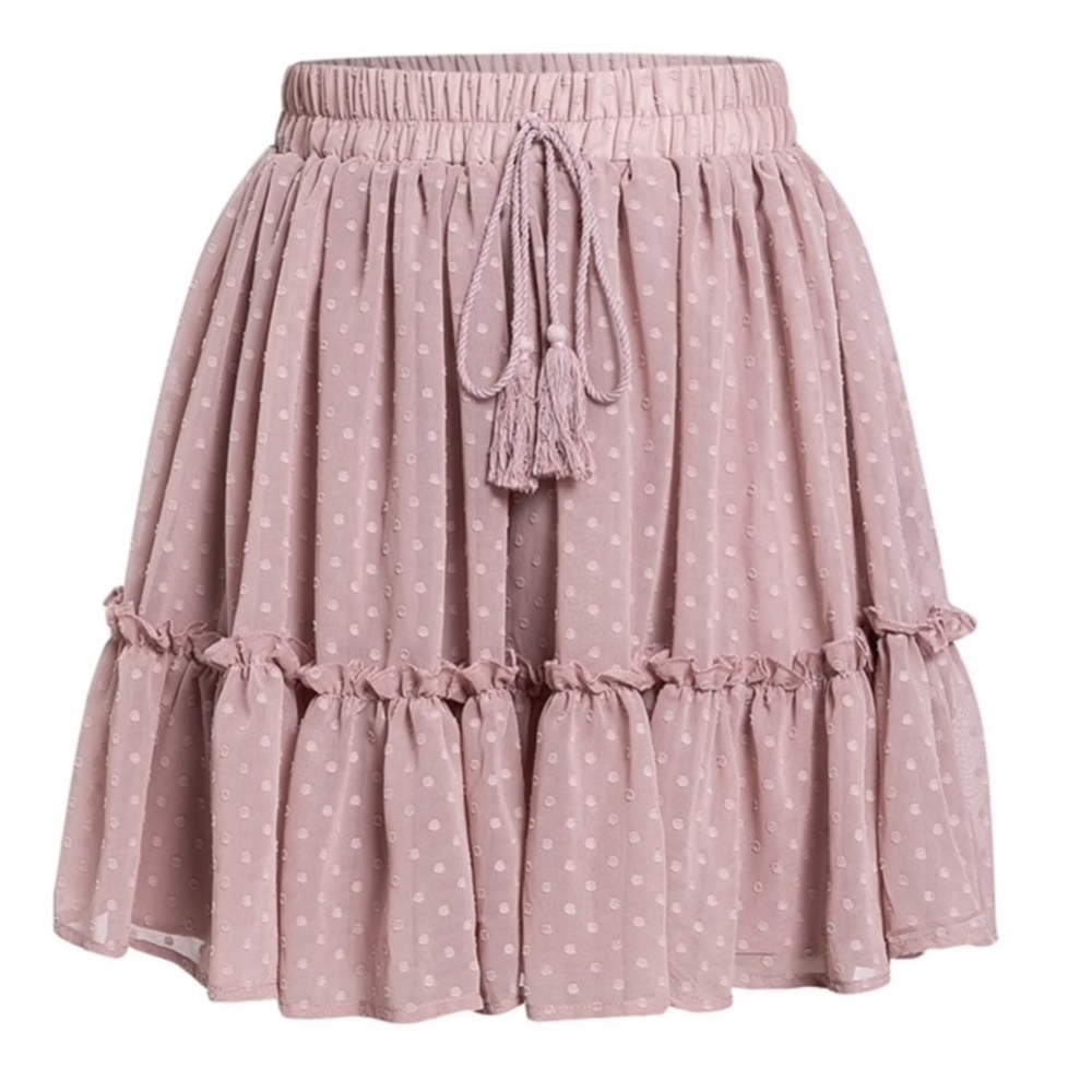 Swiss Polka Dot Pink Mini Skirt - Picture 6 of 13